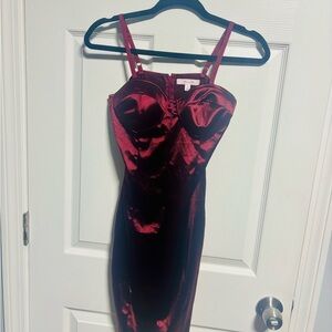 Active USA Rich Burgundy Satin Dress